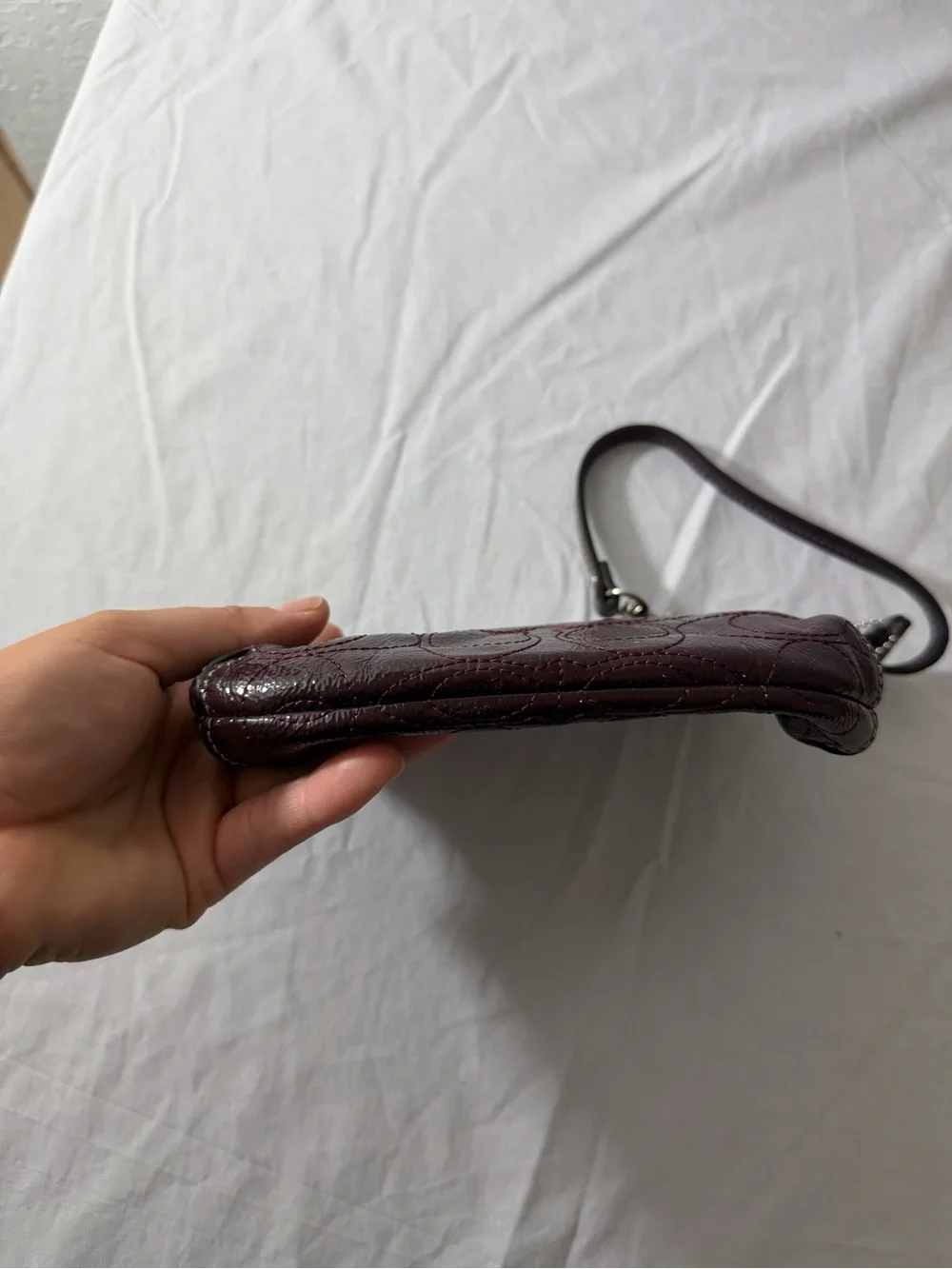 Coach Deep Wine Leather Wristlet Clutch